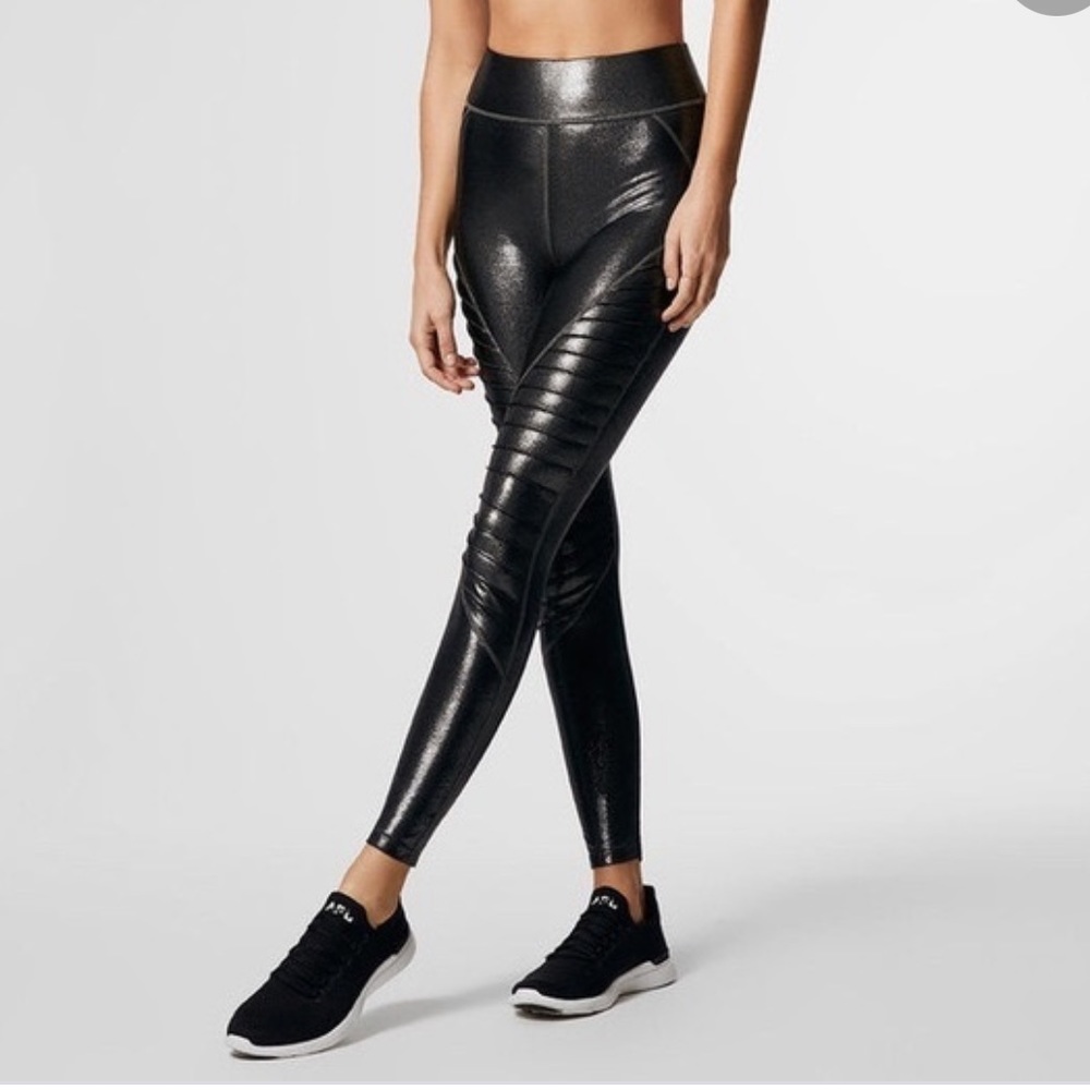 Carbon38 Glitter Moto High Waist Legging